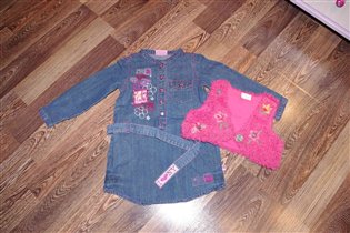 104-джинс платье +меховушка-400