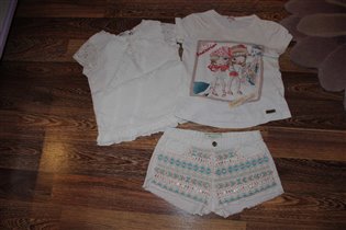 128-майораль 2 маечки+шортики-500