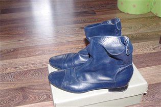 Альба кожаные синие сапожки-37-900
