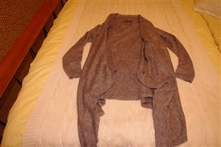 серый кардиган без застежек-44-48-500