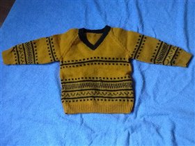 свитер сжаккардовым узором, шерстяной, самовязаный
