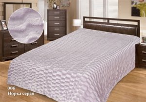 55407  Покрывало Роскошь Норка сер.180х215см,иск.м