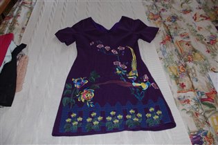 платье с павлином шерстаное на подкладе-44-2000