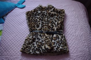 меховой желет леопардовый-128-500