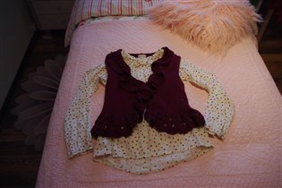 блузка в горошек+жилет майораль-128-600