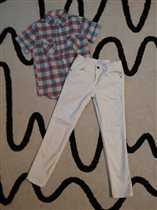 Рубашка ZARA, белые джинсы La Redote