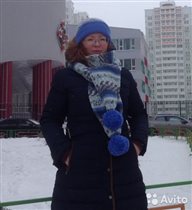 Шампка и шарф 'жаккард' с бумбонами