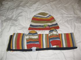 Комплект:шапка+шарф+варежки-маркировка 1-2 года