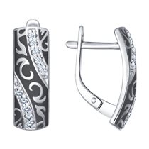 Серьги из серебра с эмалью и фианитами от птич*кин