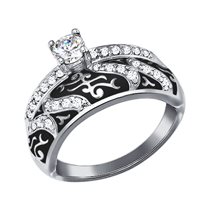 Кольцо 18 размер из серебра с эмалью и фианитами 