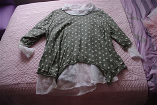 двойка белая рубашка+майка в горох-46-800