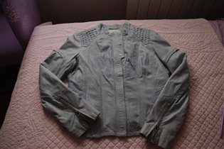 кожаная мягчайшая куртка небесно голубая-46-7000