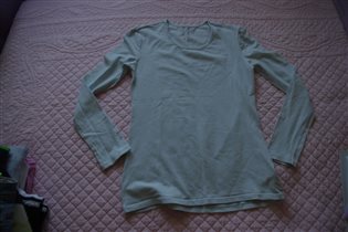 нежно голубая маечке с длинным рукавом-140-200