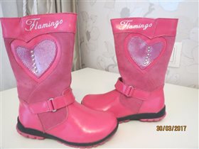 Фламинго сапоги ярко розовые б/у размер 25