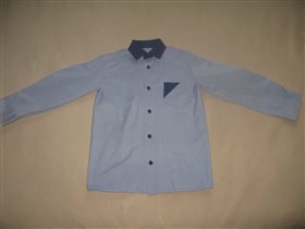 Рубашка голубая, хлопок, 116-122
