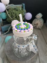 1200р. Баночка-снеговик с декором.