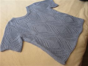 Мохеровый ажурный свитер ручной вязки