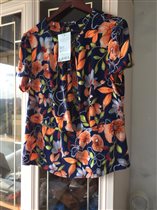 Liora блузка р.54 с ярко оранж. цветами